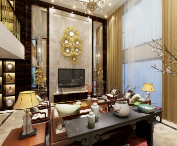 New Chinese Style A Living Room-ID:839675715