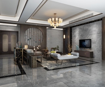 New Chinese Style A Living Room-ID:160883985