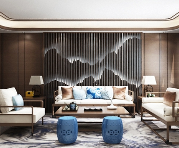 New Chinese Style A Living Room-ID:190927413