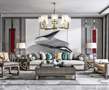New Chinese Style A Living Room-ID:345947921