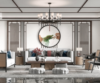 New Chinese Style A Living Room-ID:886334545