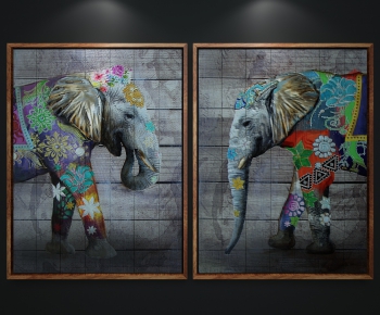 现代大象装饰挂画-ID:920556421