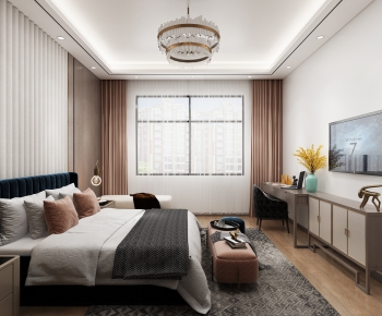 Modern New Chinese Style Bedroom-ID:703202899