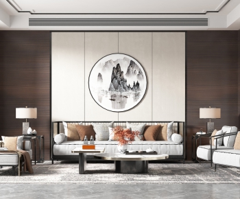 New Chinese Style A Living Room-ID:627211717