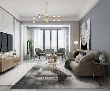 Modern Nordic Style A Living Room-ID:637296841
