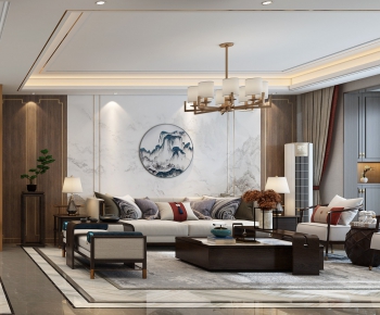 New Chinese Style A Living Room-ID:624778697