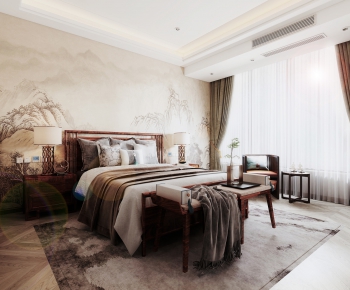 New Chinese Style Bedroom-ID:297439535