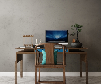 New Chinese Style Computer Desk And Chair-ID:823493466