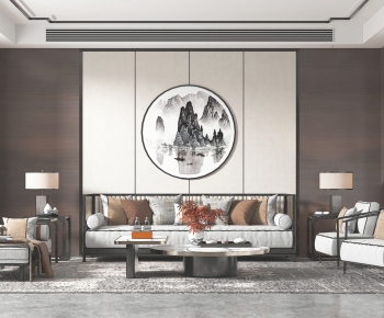 New Chinese Style A Living Room-ID:502989435