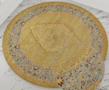 圆形古典欧式花纹地毯 (42)-ID:998471411