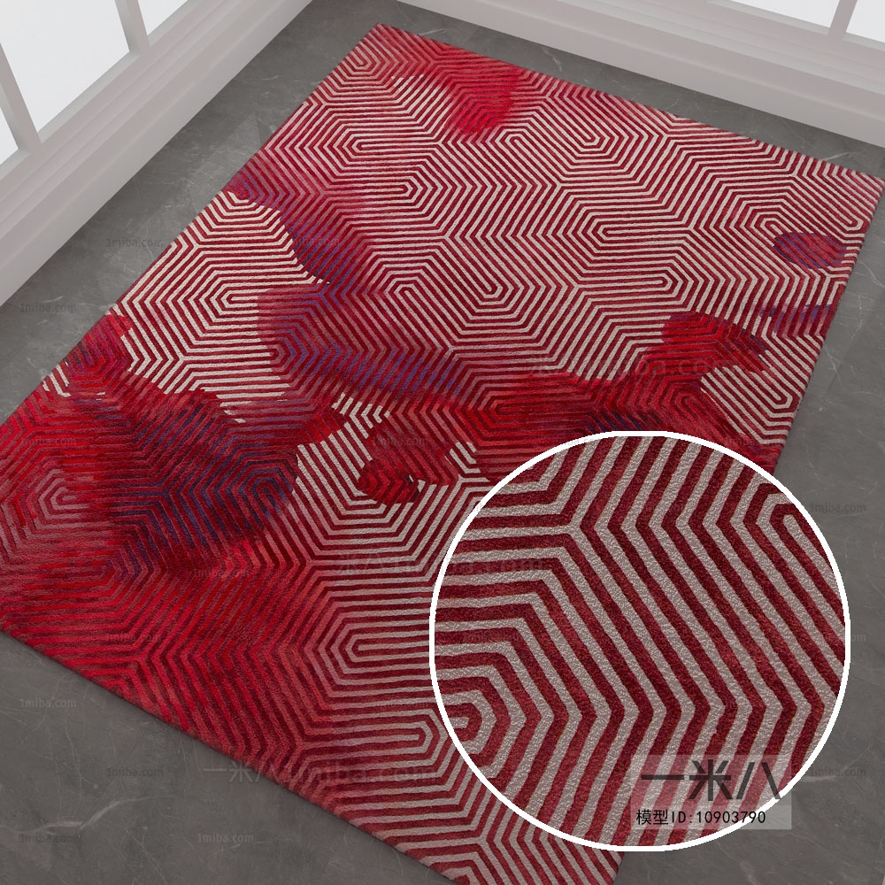 爱马仕现代方形花纹地毯(11)