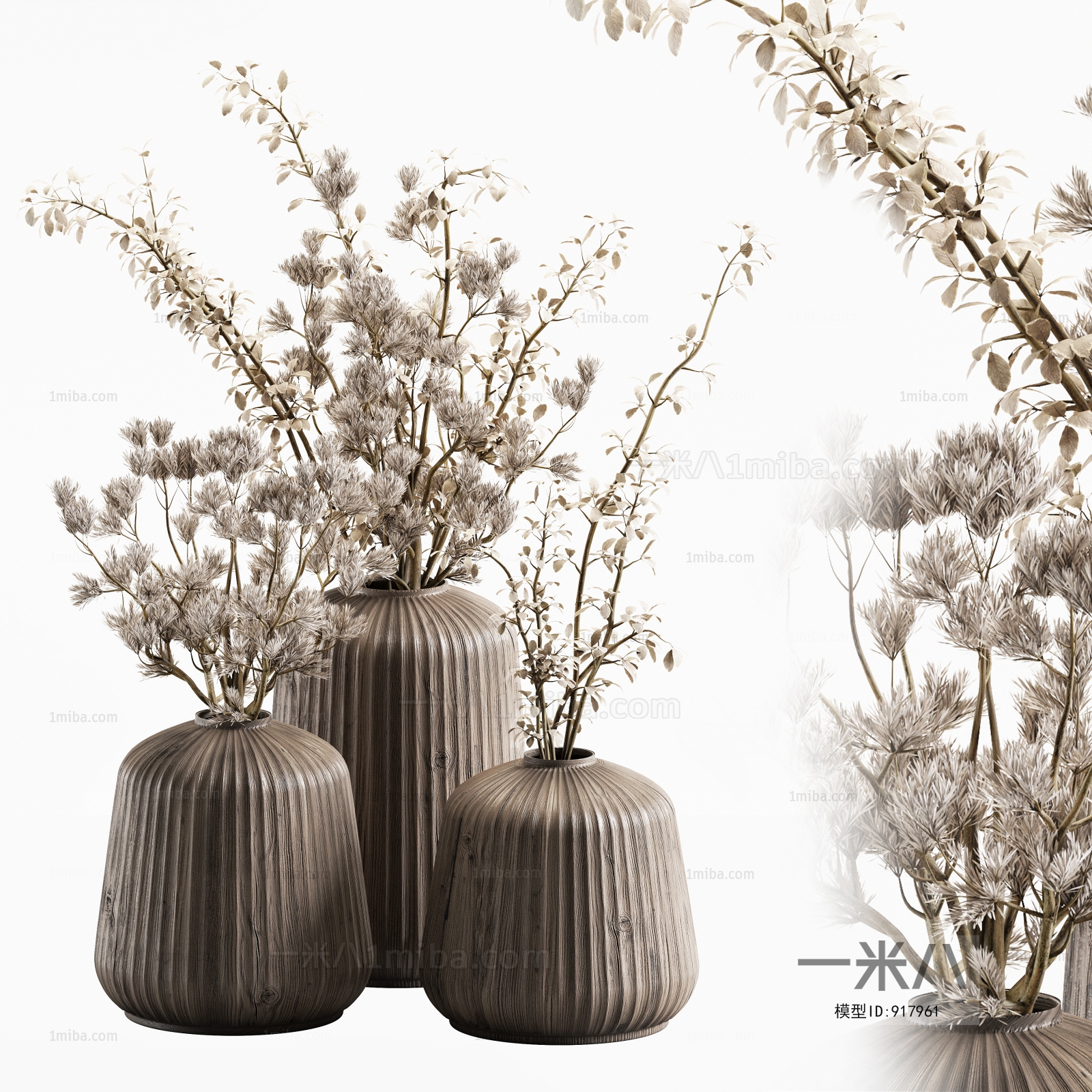 现代桌面绿植盆栽3D模型下载