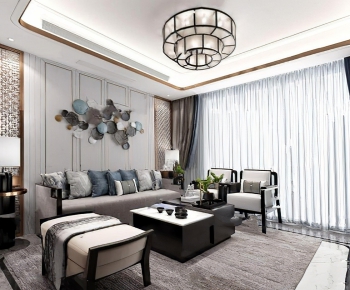 New Chinese Style A Living Room-ID:756509266