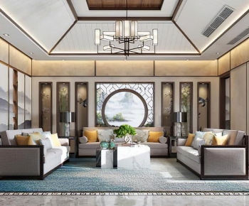 New Chinese Style A Living Room-ID:683226573