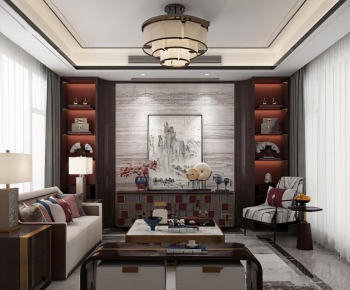 New Chinese Style A Living Room-ID:691926185