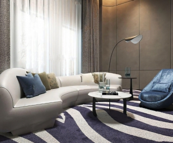 上海C.H.Y.室内设计 现代弧形皮革沙发组合-ID:675230135