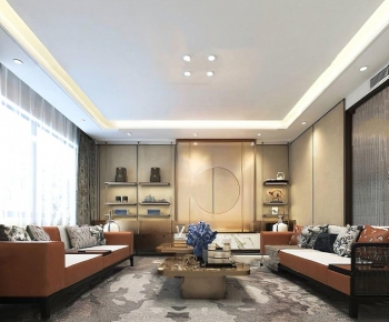 New Chinese Style A Living Room-ID:985239466