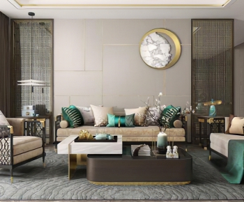 New Chinese Style A Living Room-ID:664390322