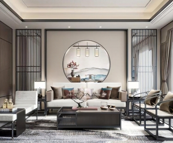 New Chinese Style A Living Room-ID:241620583