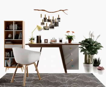 Nordic Style Computer Desk And Chair-ID:517513635