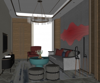 New Chinese Style A Living Room-ID:801351719