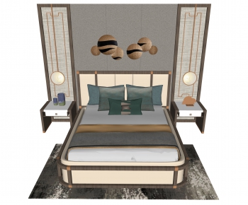 New Chinese Style Double Bed-ID:778446364
