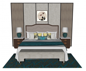 New Chinese Style Double Bed-ID:796330752