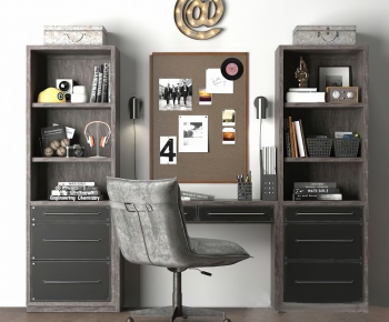 Industrial Style Computer Desk And Chair-ID:844194392