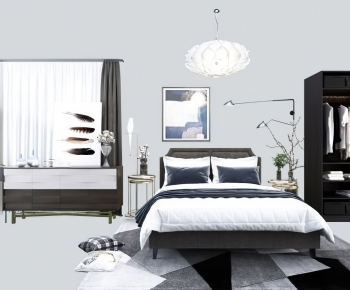 Post Modern Style Double Bed-ID:636358825