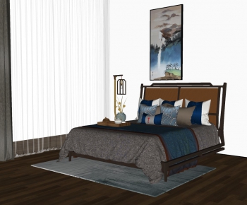 New Chinese Style Double Bed-ID:586486543