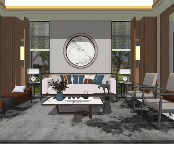 New Chinese Style A Living Room-ID:827226141