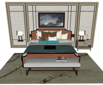 New Chinese Style Double Bed-ID:942422414