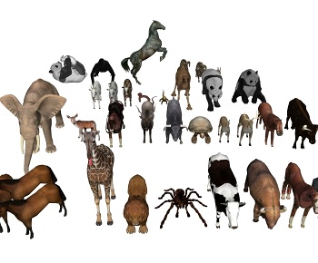 现代恐龙 大象 马 长颈鹿 蜘蛛 牛 羊组合-ID:933367