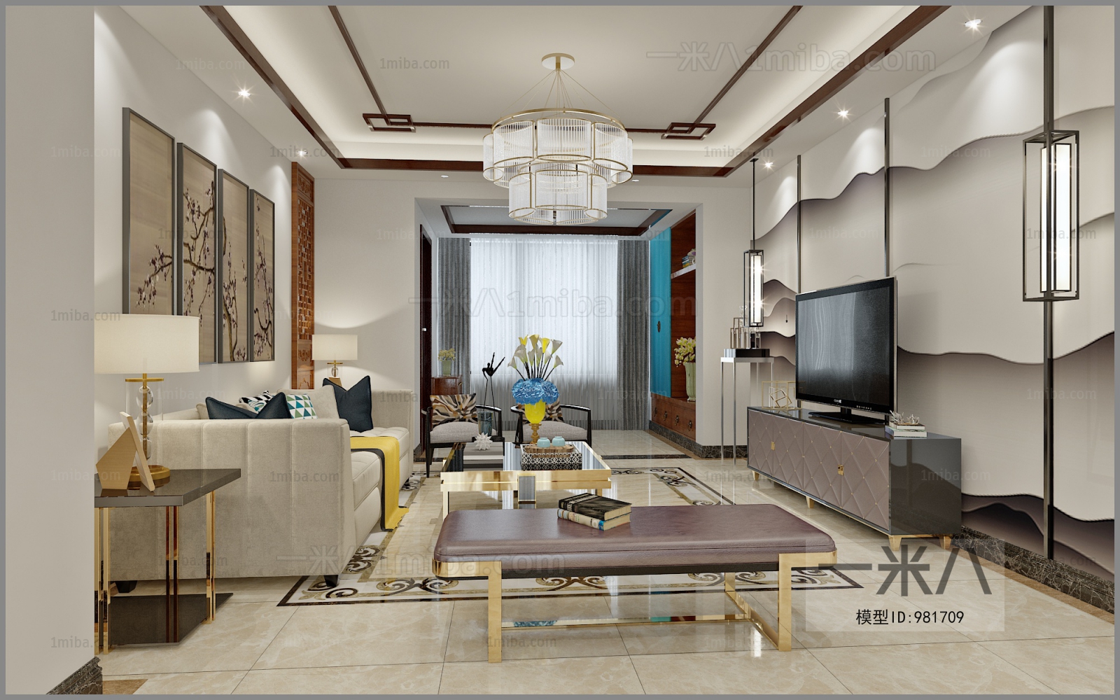 New Chinese Style A Living Room