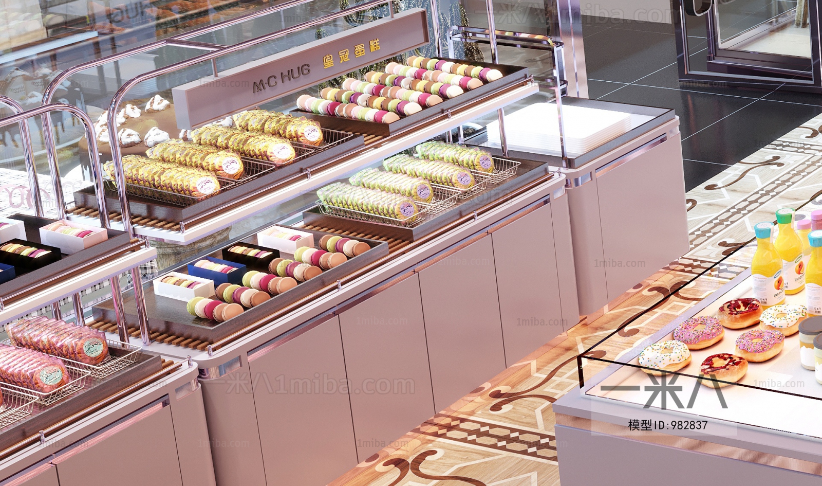 现代轻奢甜品店3D模型下载