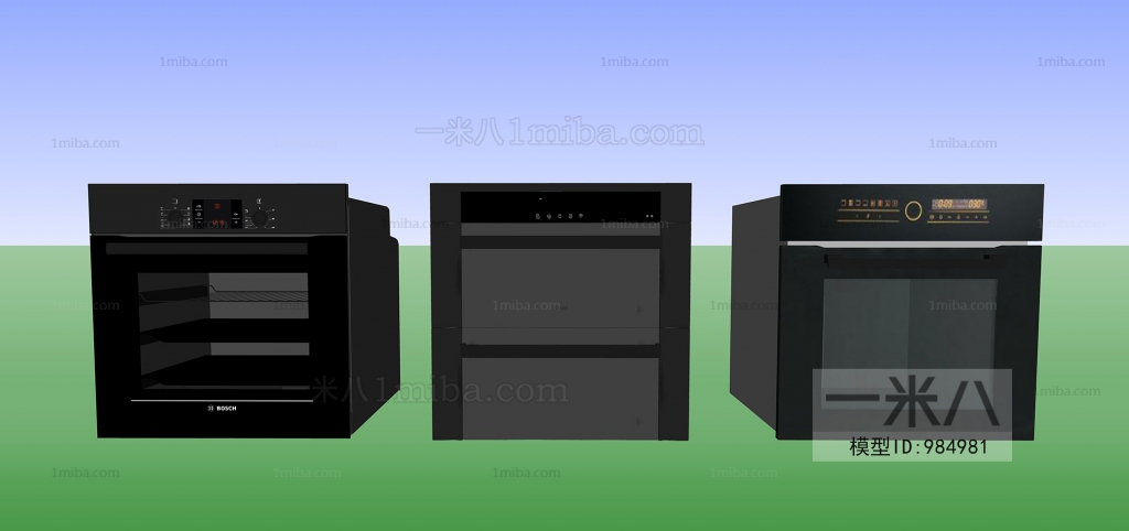 现代烤箱、微波炉、洗碗柜
