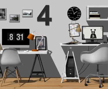 Modern Computer Desk And Chair-ID:213334867