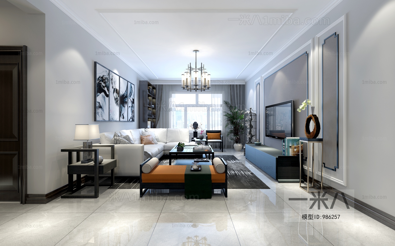 New Chinese Style A Living Room