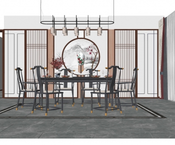 New Chinese Style Dining Room-ID:984041762