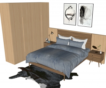 Nordic Style Double Bed-ID:863989346