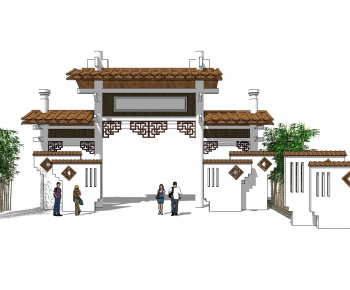 New Chinese Style Facade Element-ID:502522591