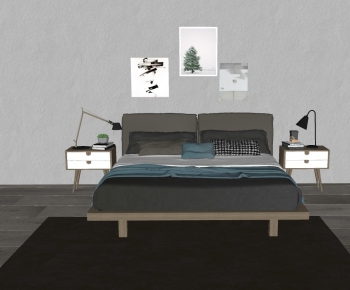 Nordic Style Double Bed-ID:734667375