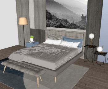 Modern Double Bed-ID:928528963