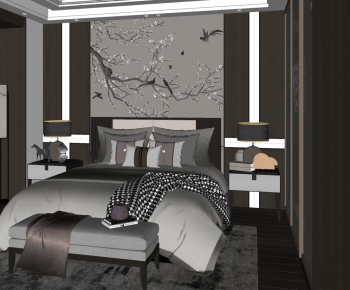 New Chinese Style Bedroom-ID:607958942