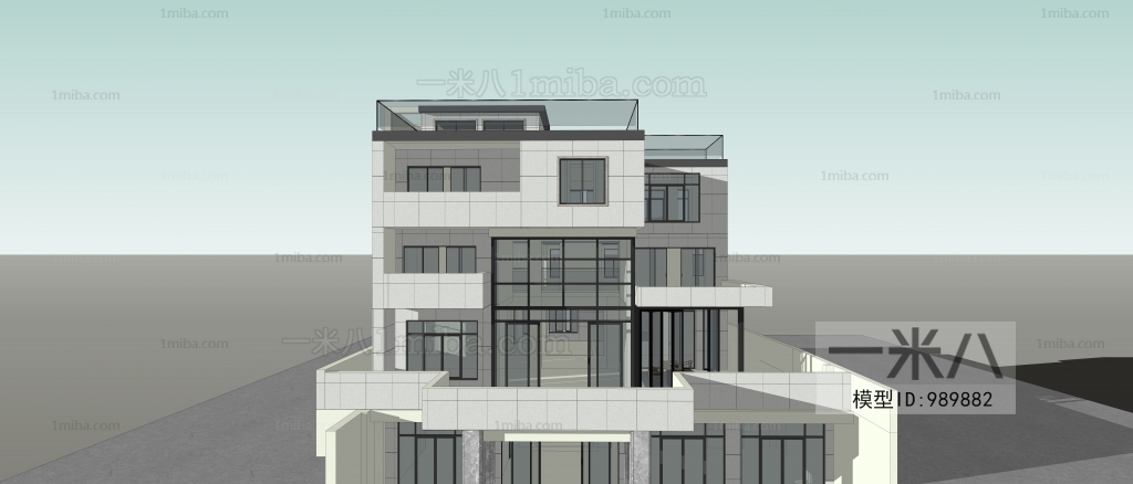 现代别墅外观3D模型下载