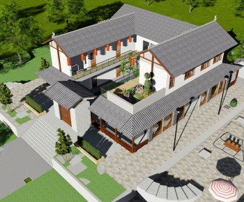 New Chinese Style Building Appearance-ID:447846366
