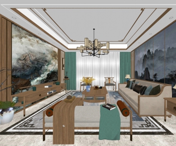 New Chinese Style A Living Room-ID:698305548
