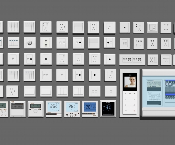 现代开关插座面板组合-ID:553627852
