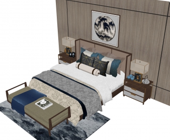 New Chinese Style Double Bed-ID:457848369