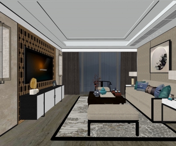 New Chinese Style A Living Room-ID:253056264